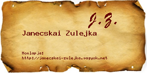 Janecskai Zulejka névjegykártya